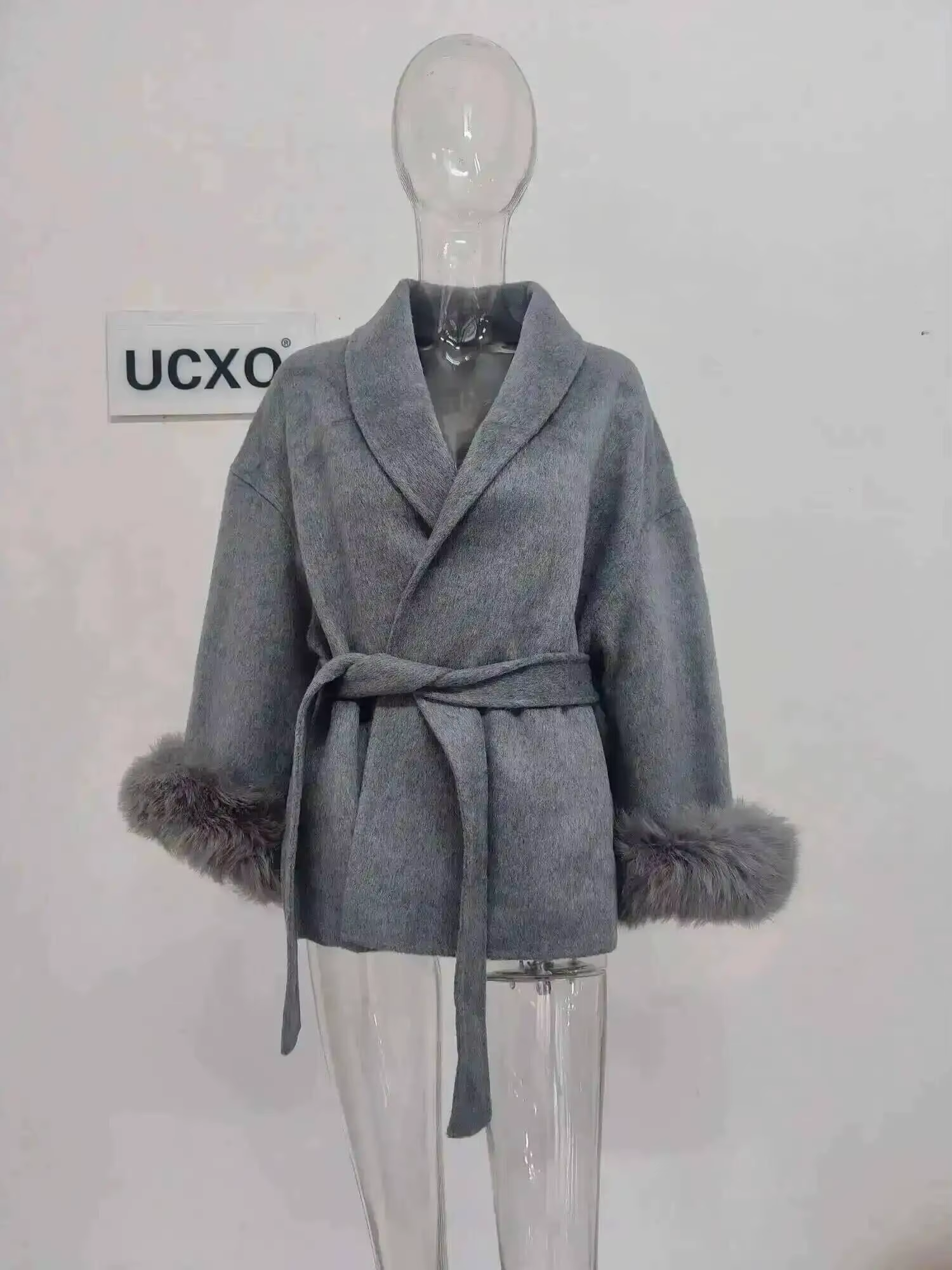 UCXQ-Manteau en laine à manches longues pour femme, pardessus patchwork, veste élégante, beaux vêtem