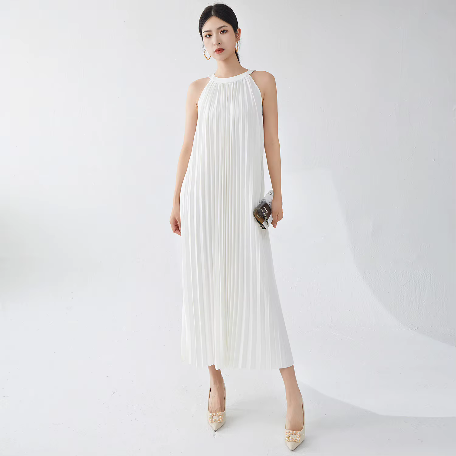 Robe longue à col halter, nouveau style printemps/été, coupe ample, grande taille, robe de vacances 