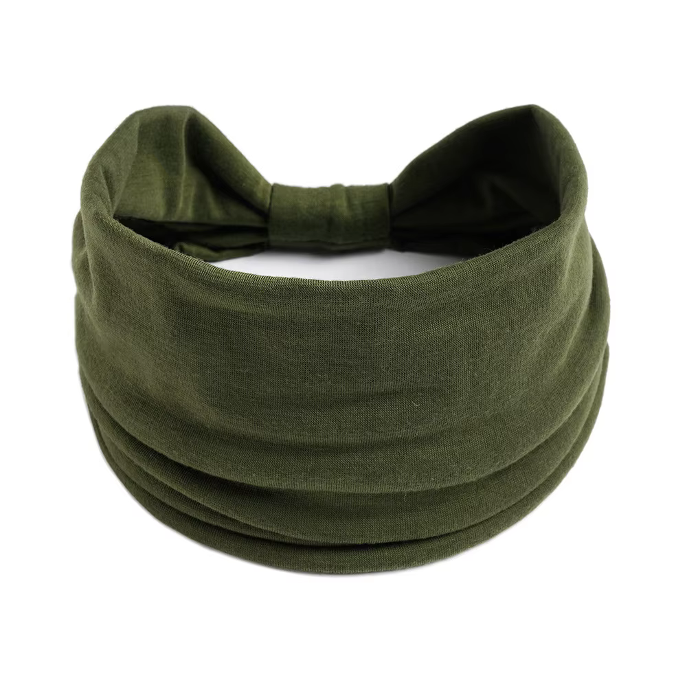 Nouveau Boho couleur unie larges bandeaux Vintage noeud élastique Turban bandeau pour femmes filles