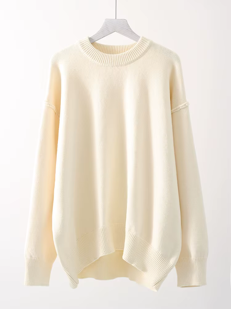 Chandails surdimensionnés marron pour femmes hiver épais jaune pull femme automne chaud ample col ro