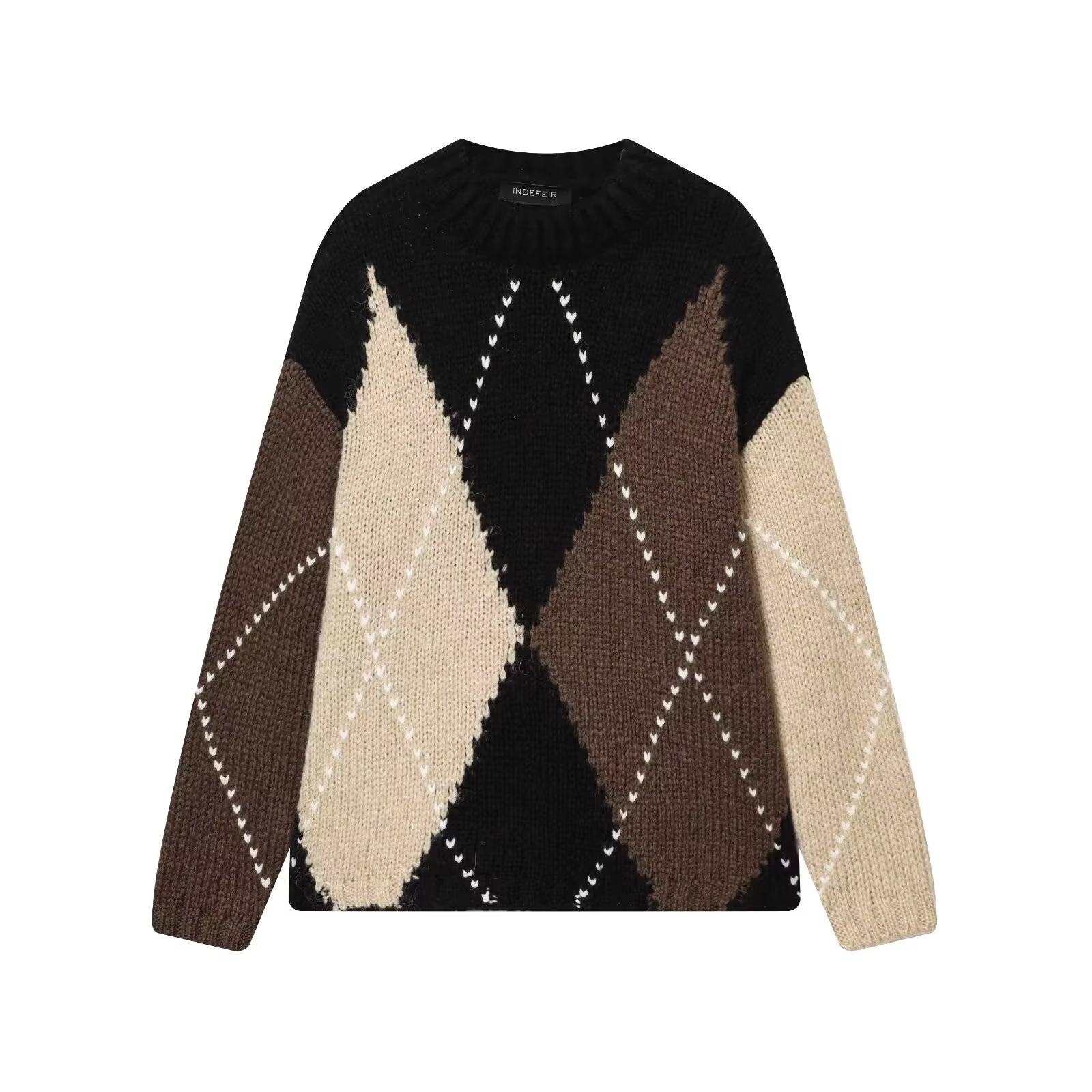 BSAY diamant motif tricoté pull pour les femmes mode automne hiver nouveaux hauts à manches longues