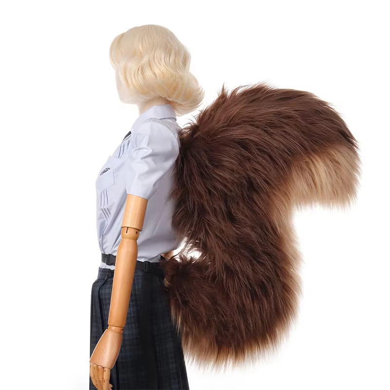 Accessoires de cosplay : Grande queue d'écureuil en peluche anti-gravité, idéale pour les fêtes d'an
