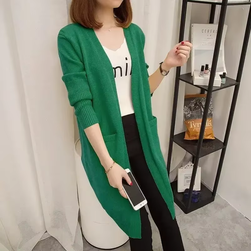 Cardigan d'extérieur pour femmes, manteau tricoté, pull col en V, couleur unie, automne 2025, Haraju