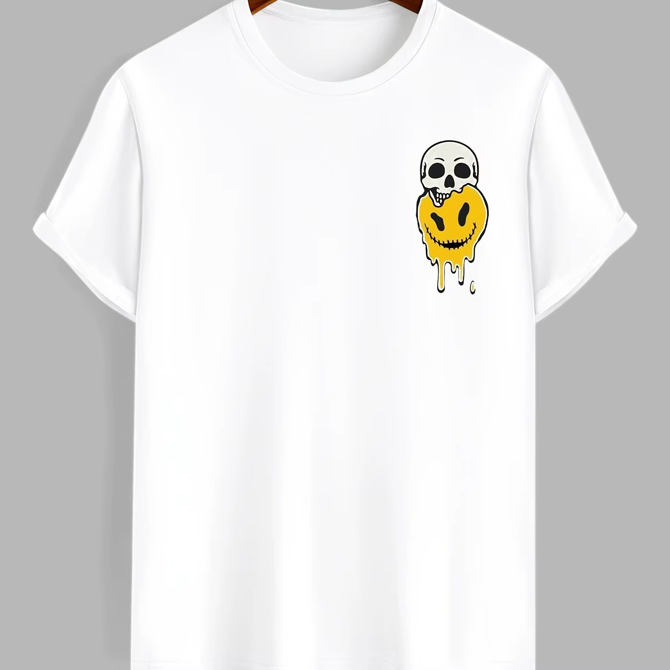 T-shirt décontracté à col rond pour hommes, blanc, coton, t-shirt à fond pour l'été