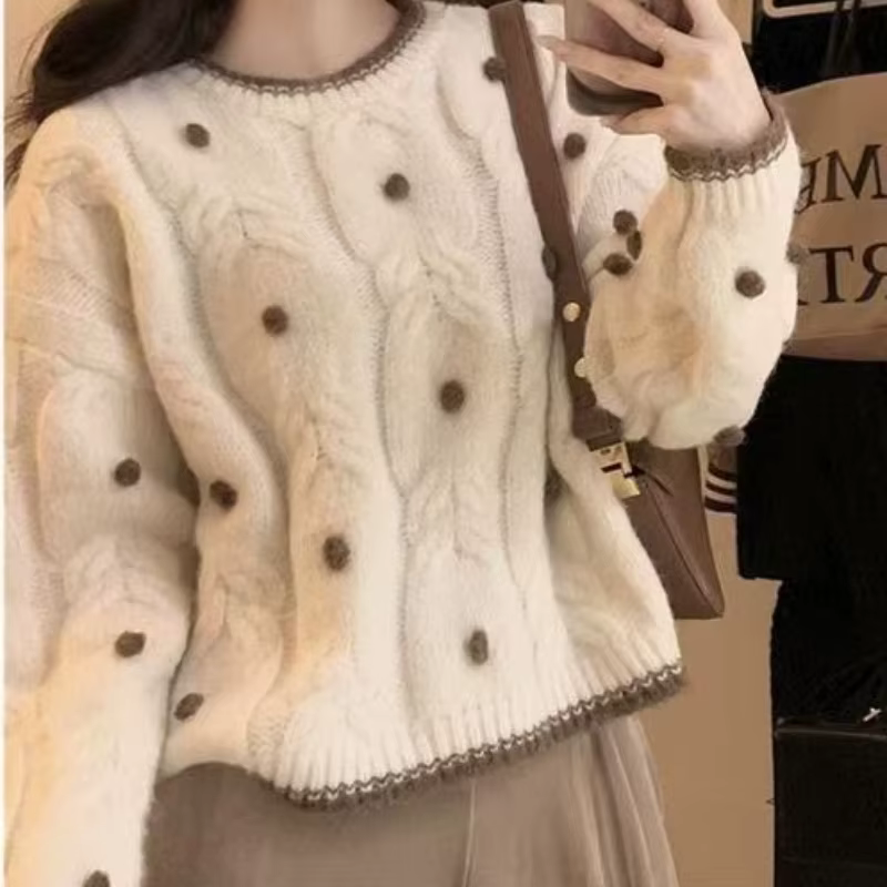 Pull femme Design Sense Niche 2025 printemps et automne nouveau Style lait gluant Style occidental p