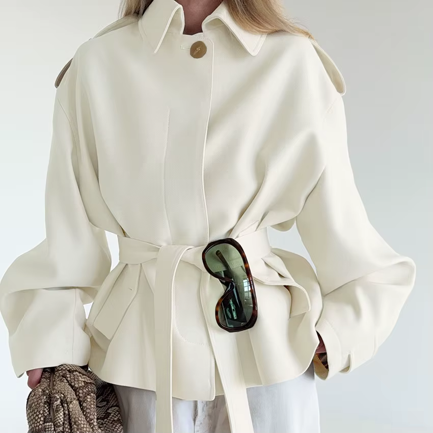 Trench-Coat cardigan à manches longues en polaire à revers avec un design élégant et décontracté