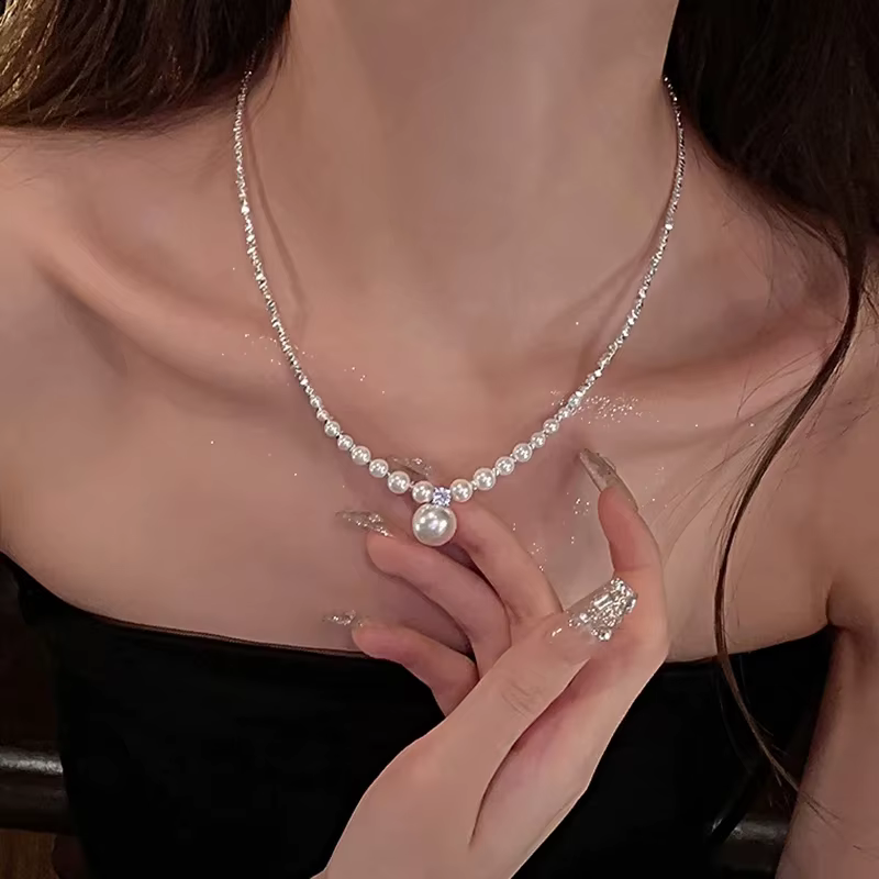 Collier de perles baroques de luxe élégant pour femmes, pendentif rétro français en forme de goutte