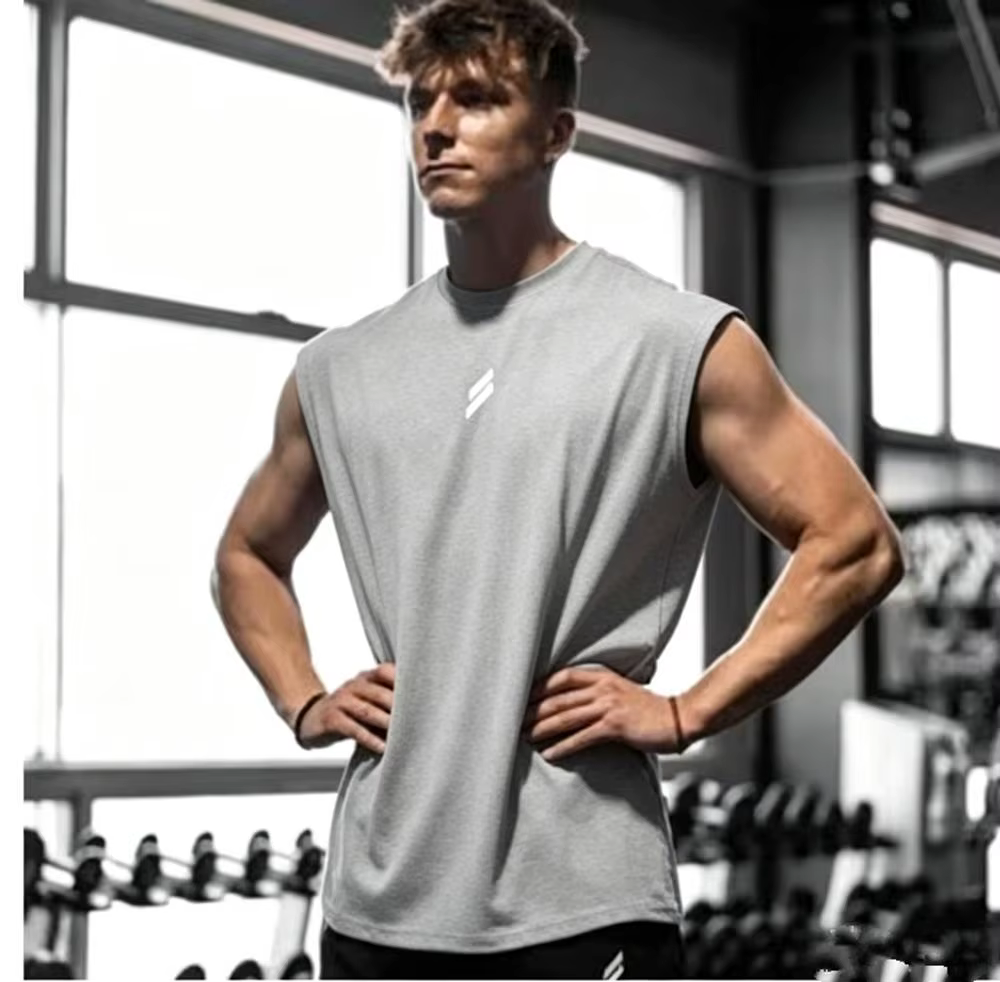 Chemises de sport sans manches pour hommes, pour la salle de sport, la course à pied, gilets en tiss