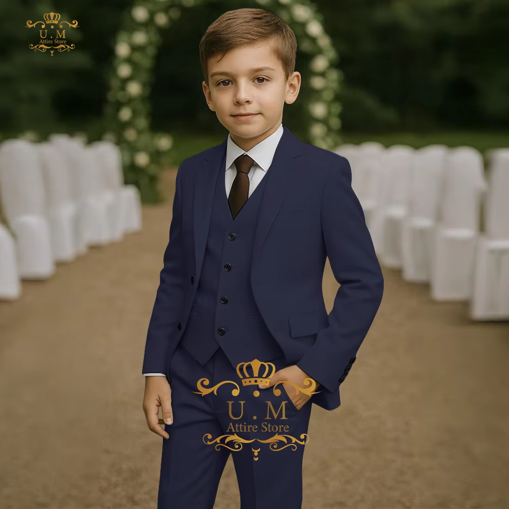 Costume vert sauge élégant pour garçons, ensemble 3 pièces, veste, gilet, pantalon, tenue sur mesure