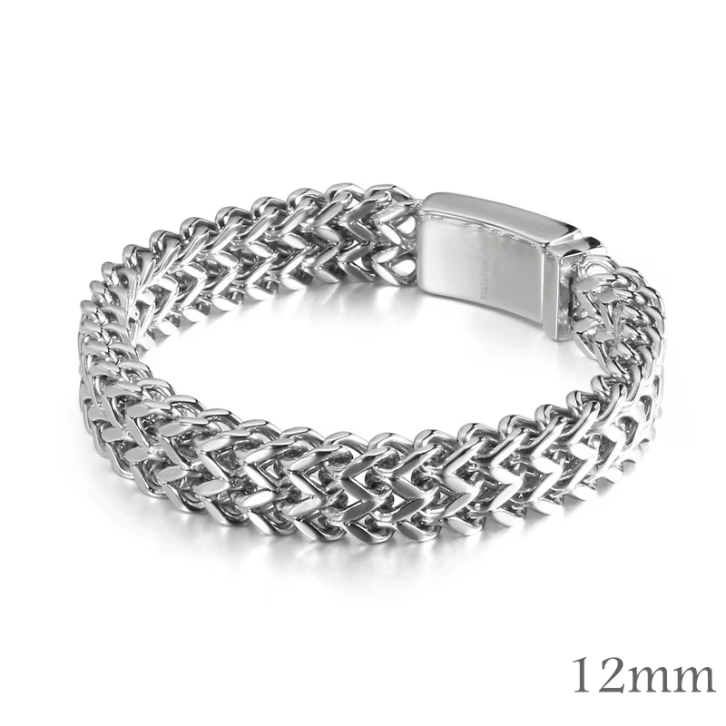 Bracelet chaîne de tennis en maille polie 12/18/30 mm S/M/L - Couleur plaquée or argent/18 carats -