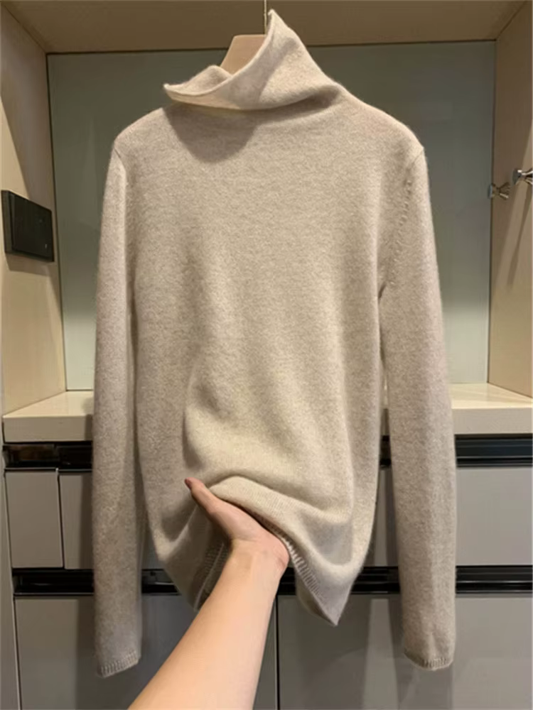 Pull en cachemire pour femme, chemise à col roulé en tricot pur cachemire 100%, pull d'automne et d'