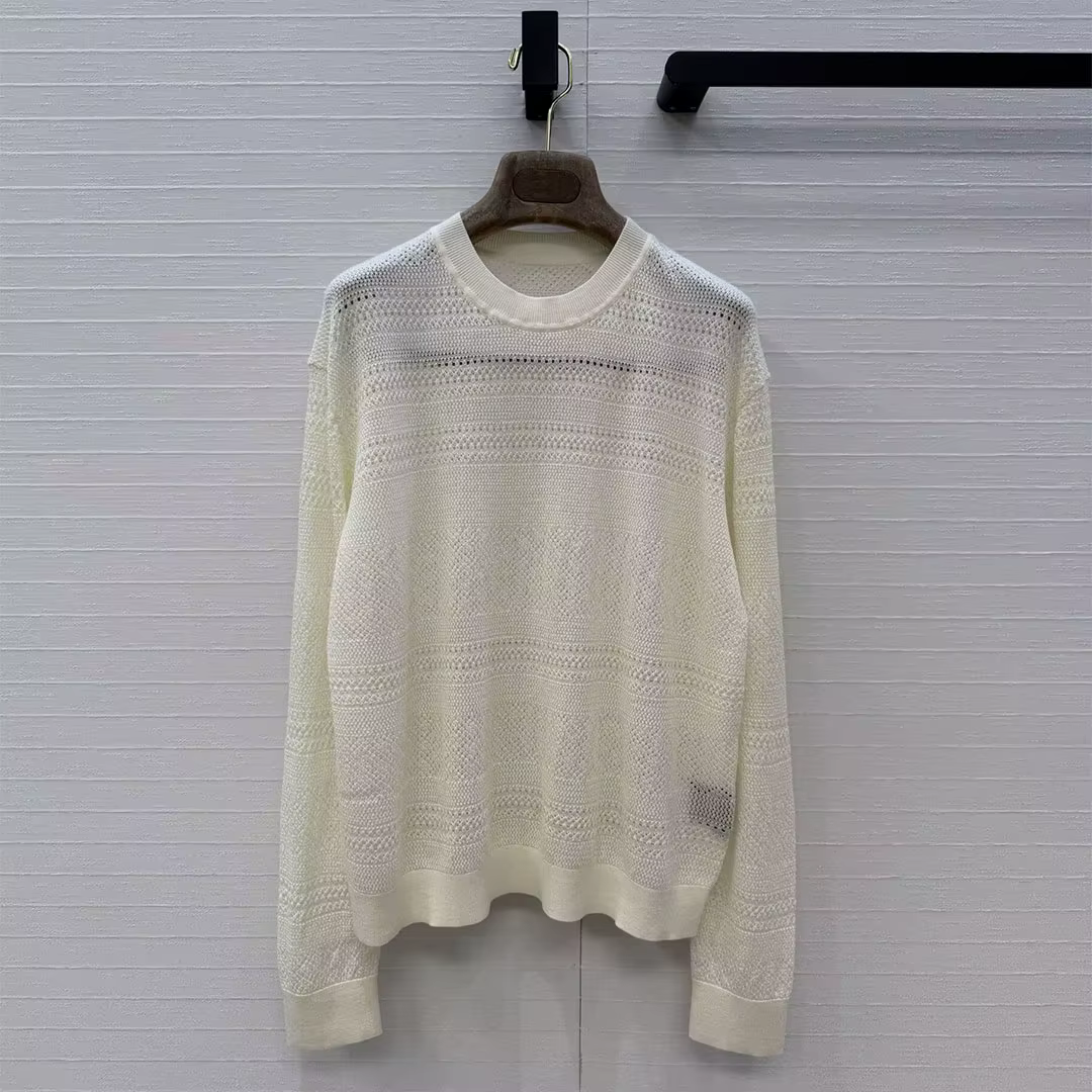 Pull en laine et soie tricoté style Old Money rétro pour femme, motif géométrique ajouré au crochet,