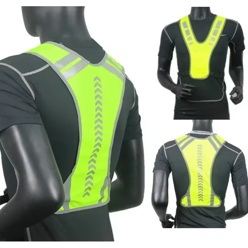 Gilet de sécurité haute visibilité réfléchissant pour moto, cyclisme, course nocturne et travail – V