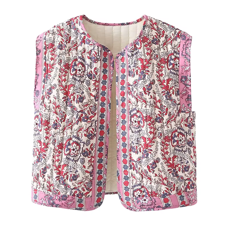Blouson d'Automne Vintage Style Bohème pour Femme, Imprimé, Chic, à la Mode