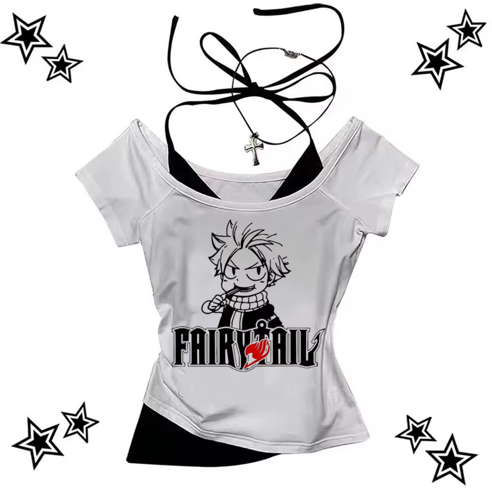 Fairy Tail chemise femmes coloré Pastel esthétique hip hop rétro kawaii chemise Punk streetwear numé