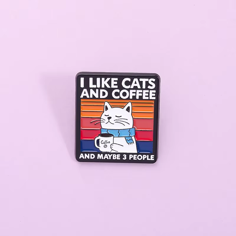 Dessin animé animé café chat émail broches personnalisé animal métal broches revers Badges drôle exq