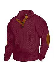 Vêtements pour hommes printemps-automne - Pull jacquard à col montant et manches longues pour homme, décontracté, pour l'extérieur, avec broderie
