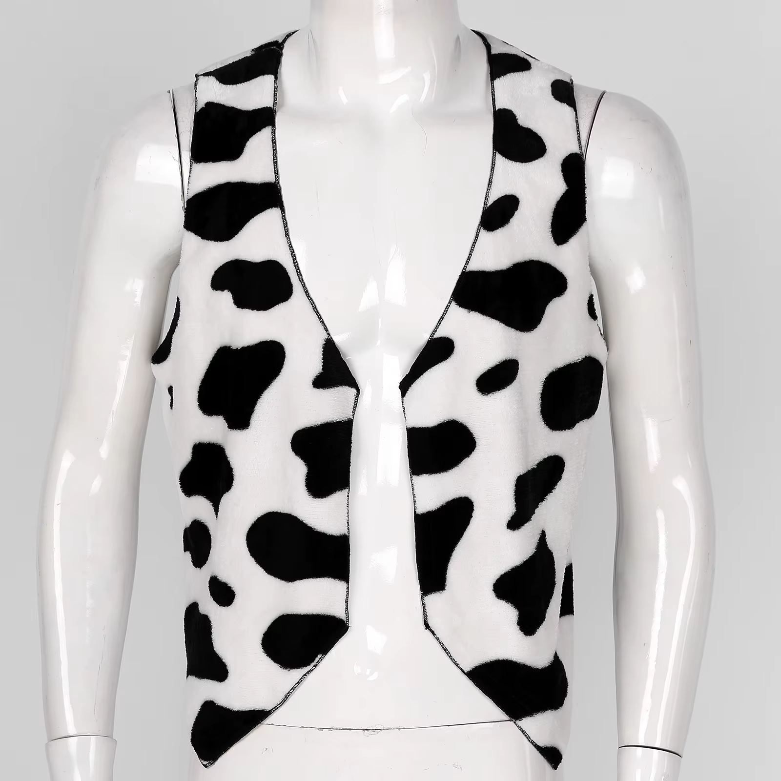 Gilet imprimé vache occidentale pour hommes, Costumes Hippie Vintage pour adultes, gilet sans manches ouvert sur le devant pour Halloween, Cosplay, fête de carnaval
