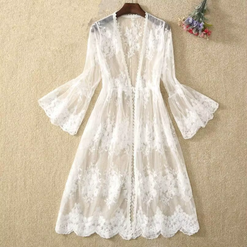 Cardigan en dentelle florale pour femmes