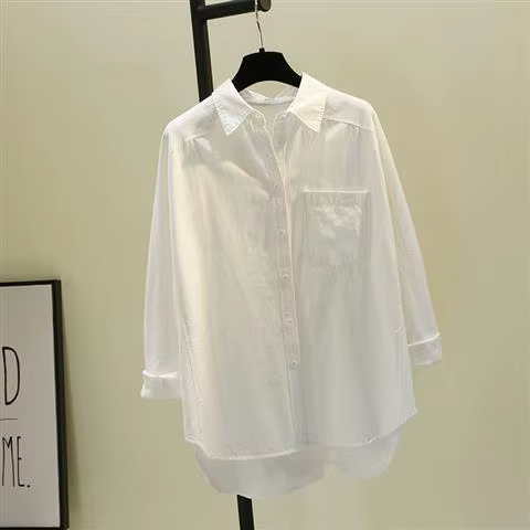 Chemise à col blanc à manches longues pour femmes, chemise à col esthétique, vêtements coréens Y-Chic, tunique sexy pour femmes, chemises neuves