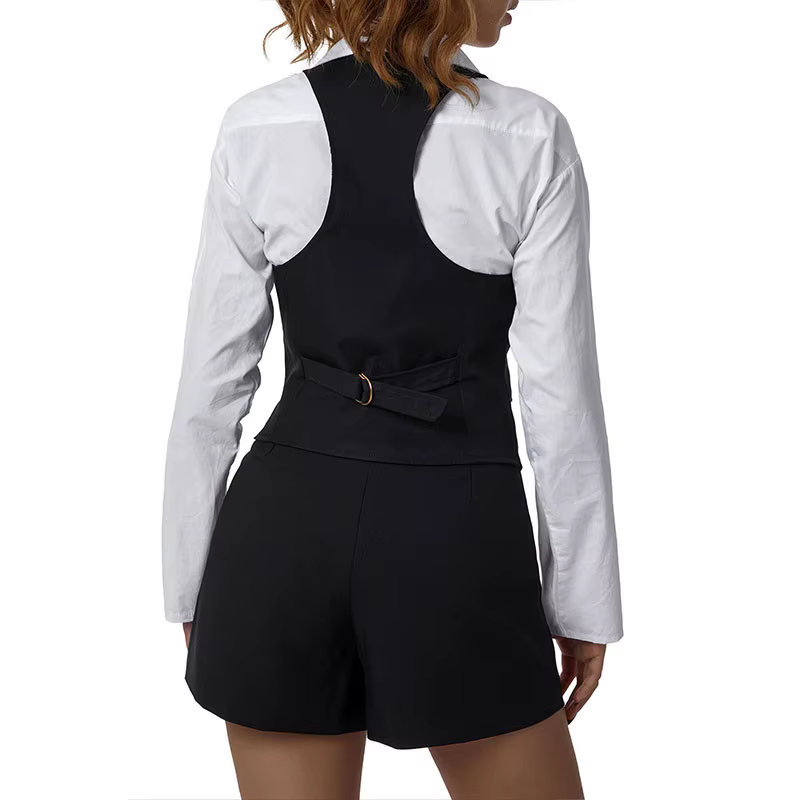 Lamuusaa femmes gilet mode vêtements Sexy col en V sans manches boutonné ajusté Racer dos classique