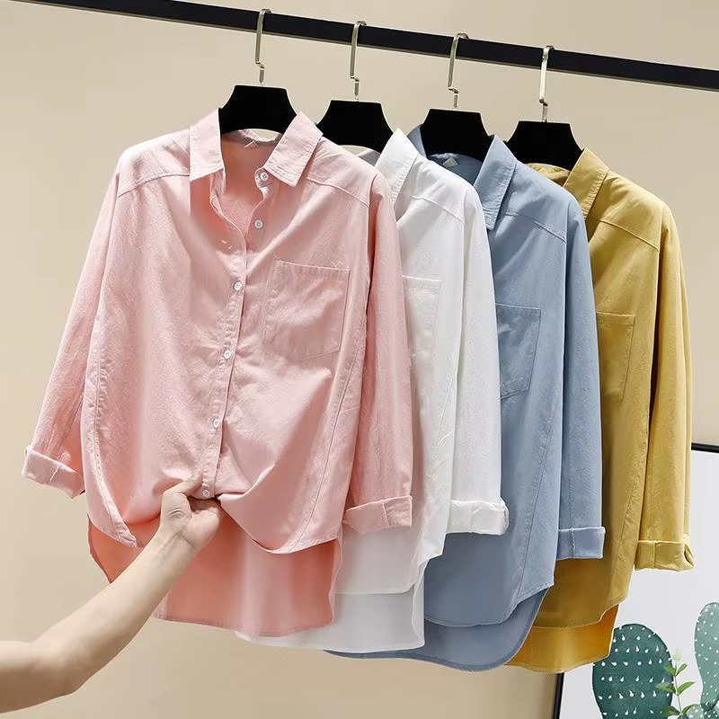 Chemise à col blanc à manches longues pour femmes, chemise à col esthétique, vêtements coréens Y-Chic, tunique sexy pour femmes, chemises neuves