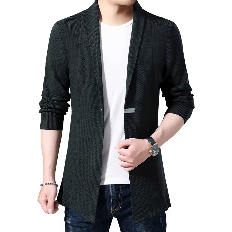 Cardigan hommes chandails printemps automne hommes décontracté Cardigan veste homme couleur unie Long pull coupe-vent simple bouton manteaux