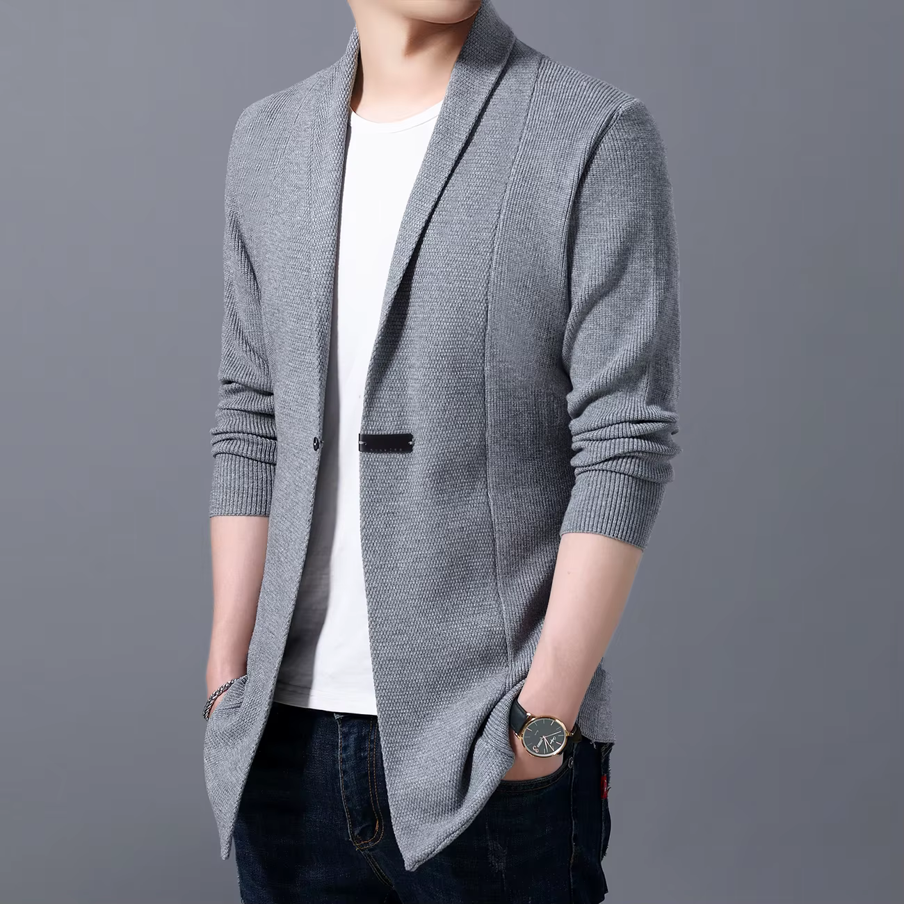 Cardigan hommes chandails printemps automne hommes décontracté Cardigan veste homme couleur unie Long pull coupe-vent simple bouton manteaux