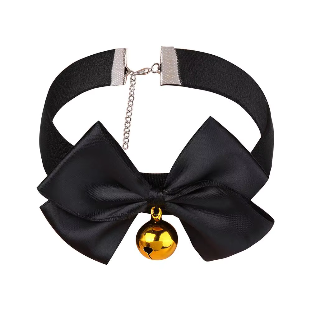Collier ras du cou à nœud papillon, avec cloche réglable, cloche à ruban doux, Sexy, petit nœud de cloche, tour de cou, jeu de rôle
