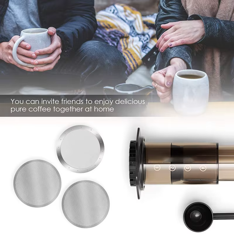 Filtre à café réutilisable en métal argenté, maille pour cafetière Aerosouhaits, machine à expresso, paquet de 3