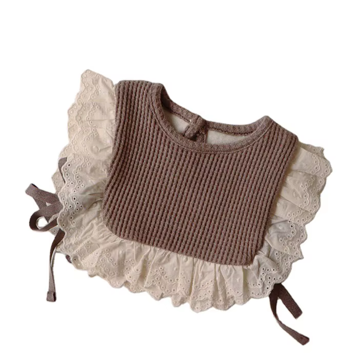 Bavoir en coton et dentelle pour bébé fille, bavoir amissié pour nouveau-né, princesse, automne 2024