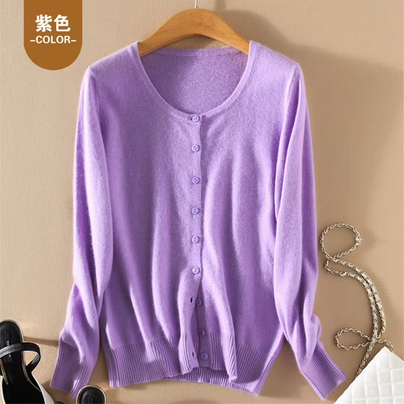 Pull tricoté en cachemire à simple boutonnage pour Femme