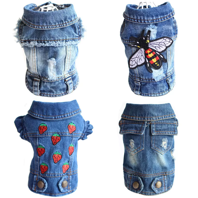 Mode chat Denim gilet chiot veste jean décontracté manteau tenues printemps automne chat vêtements pour chaton petits moyens chats vêtements pour animaux de compagnie