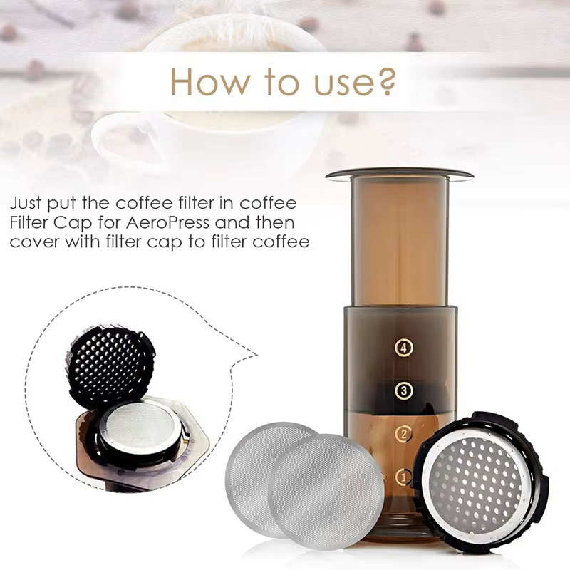 Filtre à café réutilisable en métal argenté, maille pour cafetière Aerosouhaits, machine à expresso, paquet de 3