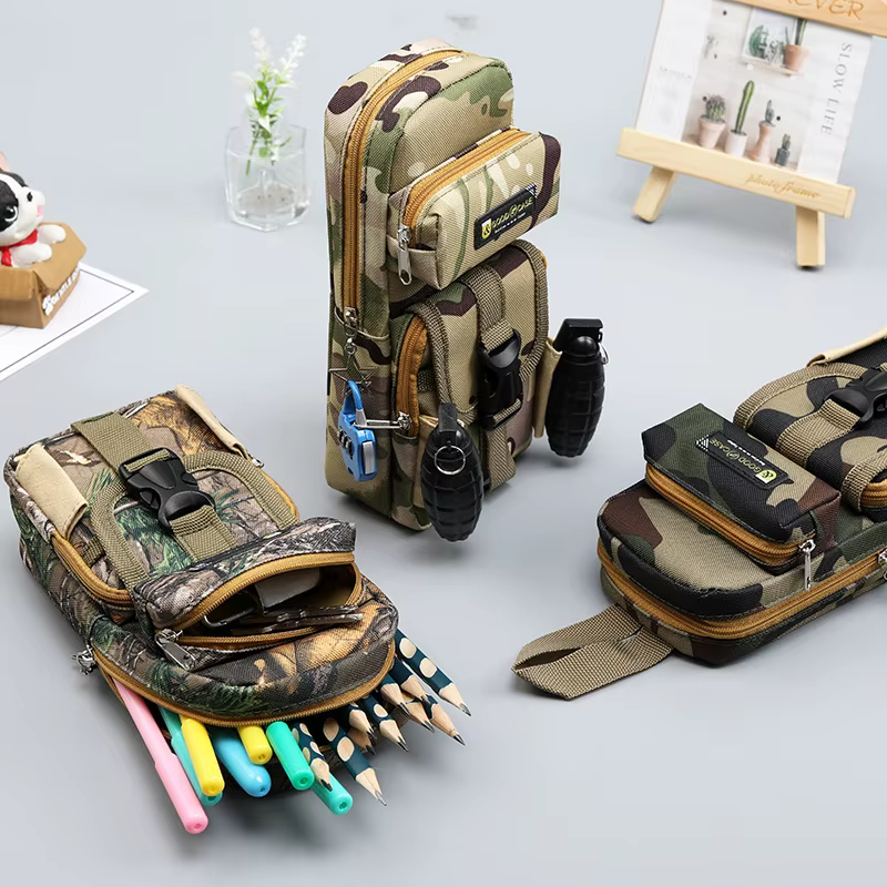 Trousse à crayons en toile de camouflage des forces spéciales créatives pour garçon, étui à stylos d'école, fournitures, sac à crayons, pochette à crayons, papeterie.