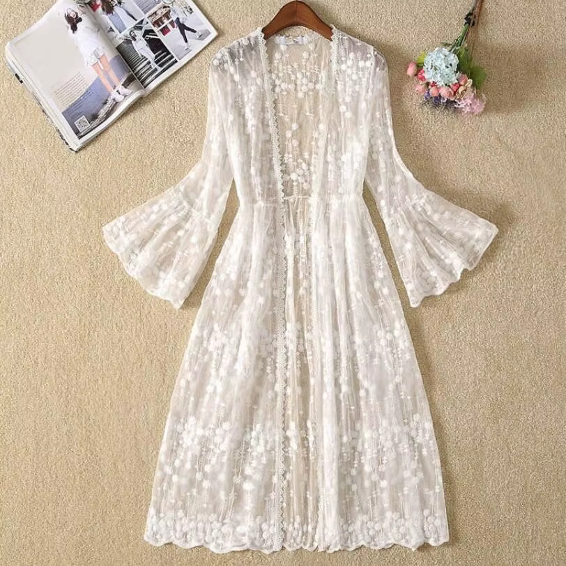 Cardigan en dentelle florale pour femmes