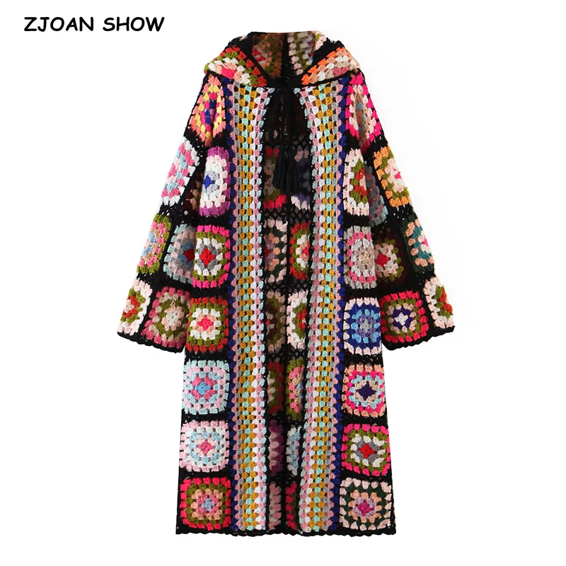 Cardigan à Carreaux Coloré Style Bohème pour Femme