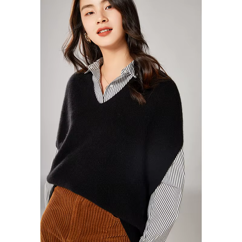 Gilet sans manches à col en V pour femmes