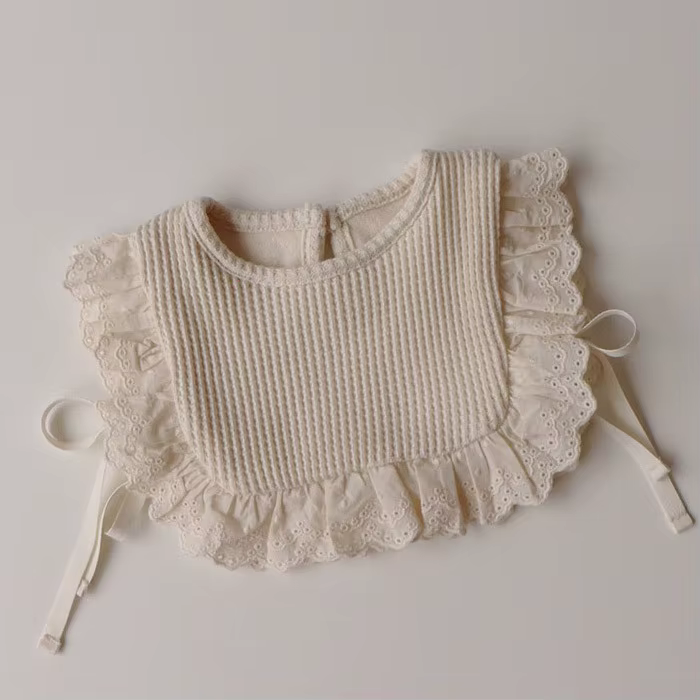 Bavoir en coton et dentelle pour bébé fille, bavoir amissié pour nouveau-né, princesse, automne 2024