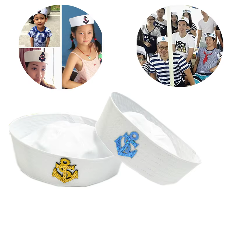 Chapeau blanc de capitaine de marin, casquette militaire avec ancre, bateau nautique, robe fantaisie nautique, chapeau d'infirmière, Costume de Cosplay BH