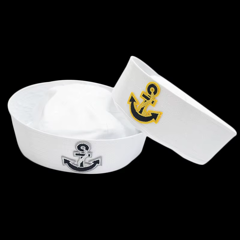 Chapeau blanc de capitaine de marin, casquette militaire avec ancre, bateau nautique, robe fantaisie nautique, chapeau d'infirmière, Costume de Cosplay BH