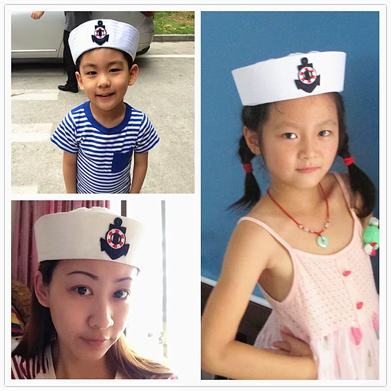 Chapeau blanc de capitaine de marin, casquette militaire avec ancre, bateau nautique, robe fantaisie nautique, chapeau d'infirmière, Costume de Cosplay BH
