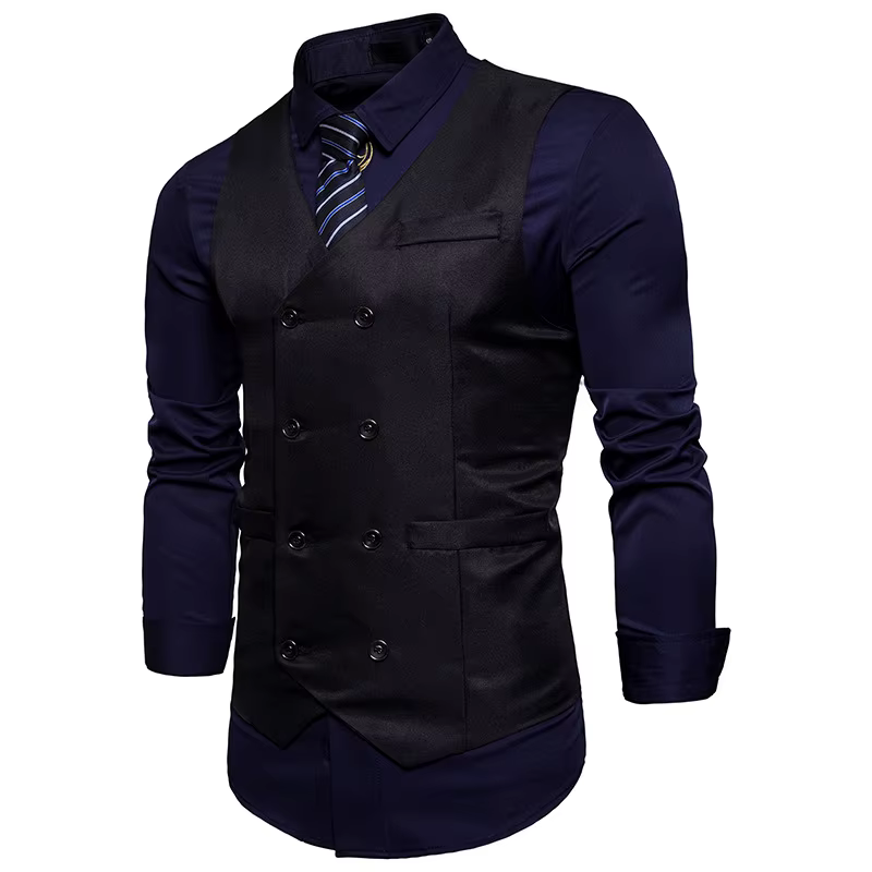 Nouvelle marque robe gilets pour hommes décontracté coupe ajustée hommes costume Gilet Double boutonnage Gilet Homme formel affaires veste XXL