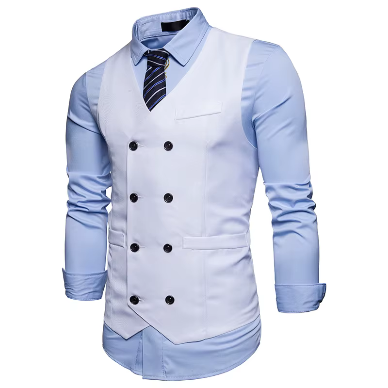 Nouvelle marque robe gilets pour hommes décontracté coupe ajustée hommes costume Gilet Double boutonnage Gilet Homme formel affaires veste XXL
