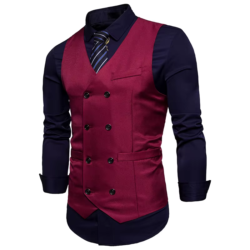 Nouvelle marque robe gilets pour hommes décontracté coupe ajustée hommes costume Gilet Double boutonnage Gilet Homme formel affaires veste XXL
