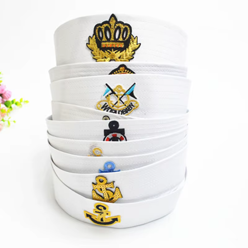 Chapeau blanc de capitaine de marin, casquette militaire avec ancre, bateau nautique, robe fantaisie nautique, chapeau d'infirmière, Costume de Cosplay BH