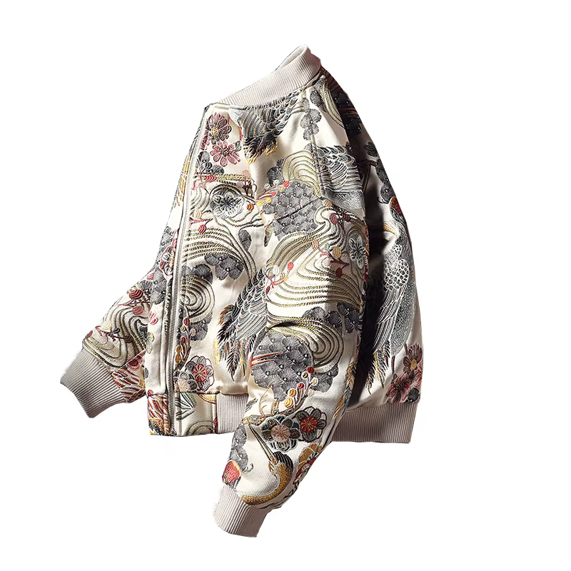Veste brodée 2026 Nouvelle mode Col montant Boutique Grande taille Homme Hip Hop Décontractée Style Bohème 5X