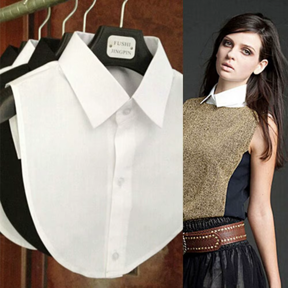 Chemisier à faux col pour femme, manches vintage, col de chemise amovible, faux col en dentelle, haut chemisier à revers, accessoires vestisens, nouveau