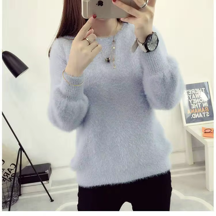 Pull en laine imitation vison pour femme