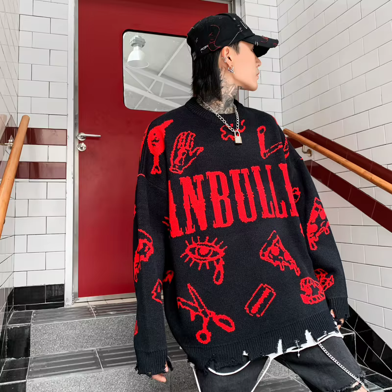 Pull Harajuku Vintage en maille